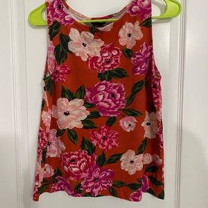 Ann Taylor womens sleeveless floral orange blouse size M comfortable